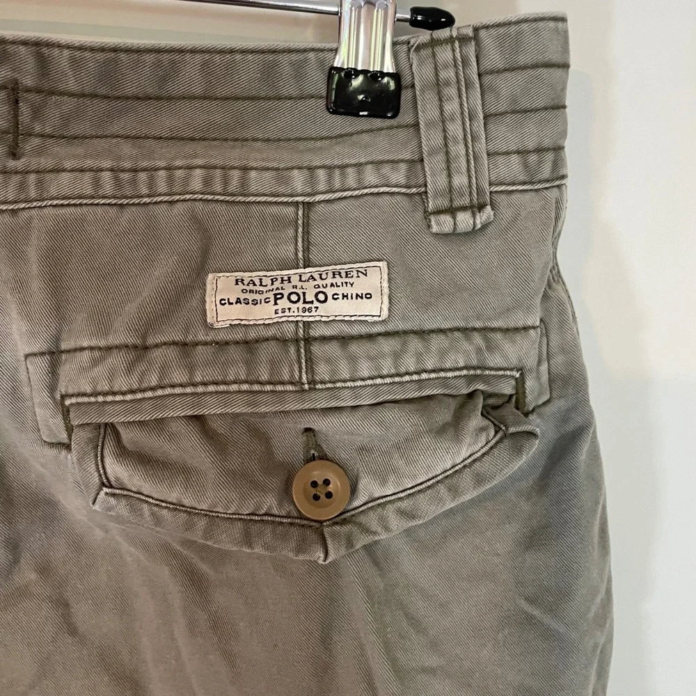 Polo Ralph Lauren Mens Khaki Green Classic‎ Polo Chino Cargo Shorts 32 Utility